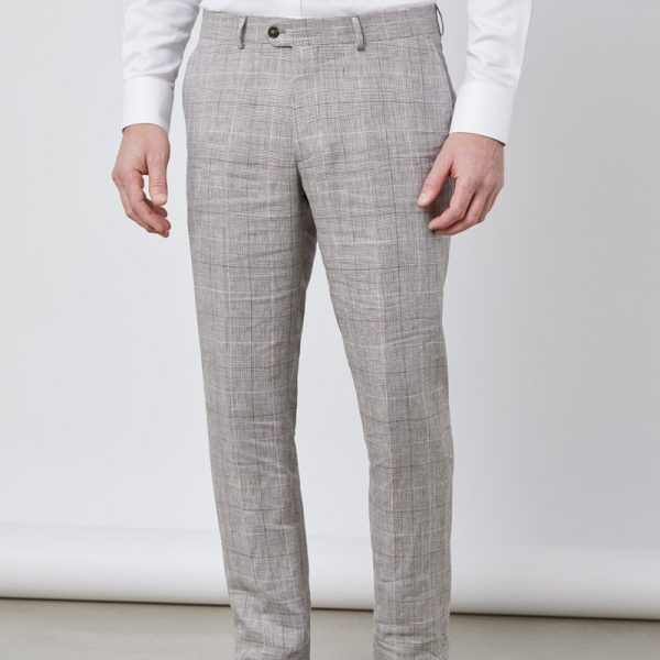 Bob Light grey checked Linen-Pant